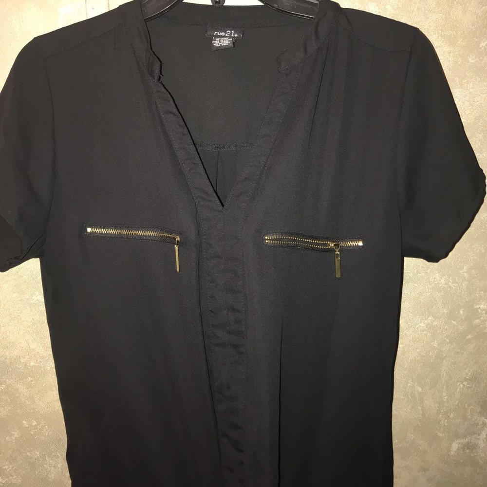 Black Top with Gold Zippers
